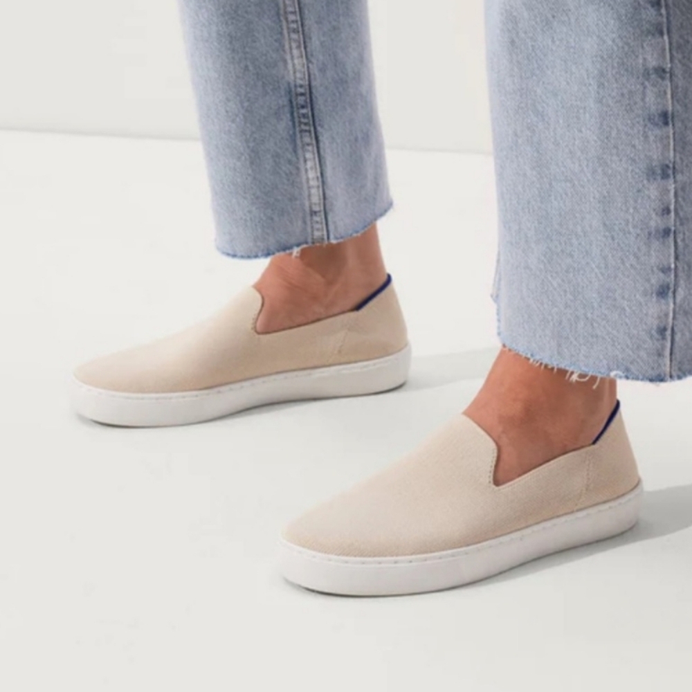 Rothy's The Original Slip On Sneaker in Sand, Size 6.5